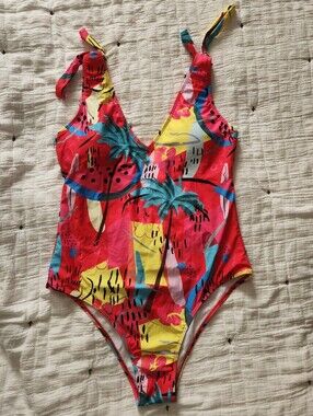 Fruity One-piece Swimsuit With Shoulder Ties